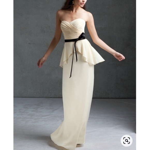 NWT Mori Lee Beautiful Strapless Peplum Gown